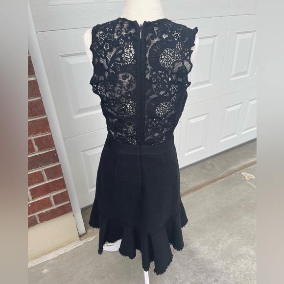 Rebecca Taylor Women's Sleeveless Tweed and Lace Dress Size 6 - Picture 3 of 13